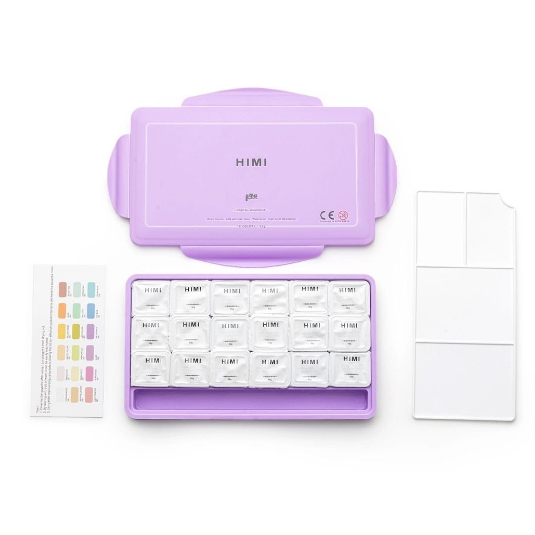 Himi Pastel Jelly Cup Gouache 18 Paints Set - Himi