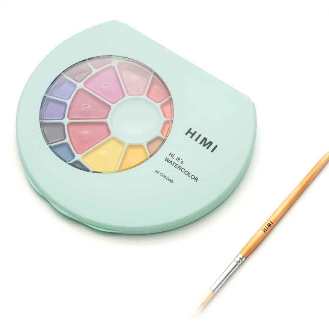 Himi Semi - Moist Watercolour Set 24 Pans - Green - Himi