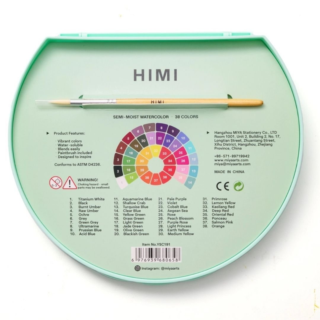 Himi Semi - Moist Watercolour Set 38 Pans - Green - Himi