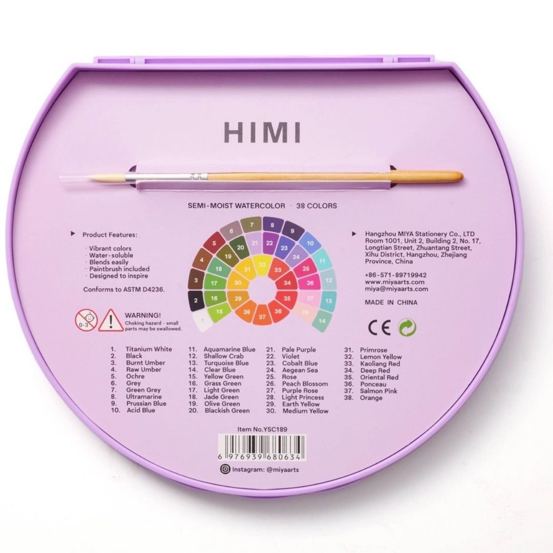 Himi Semi - Moist Watercolour Set 38 Pans - Purple - Himi