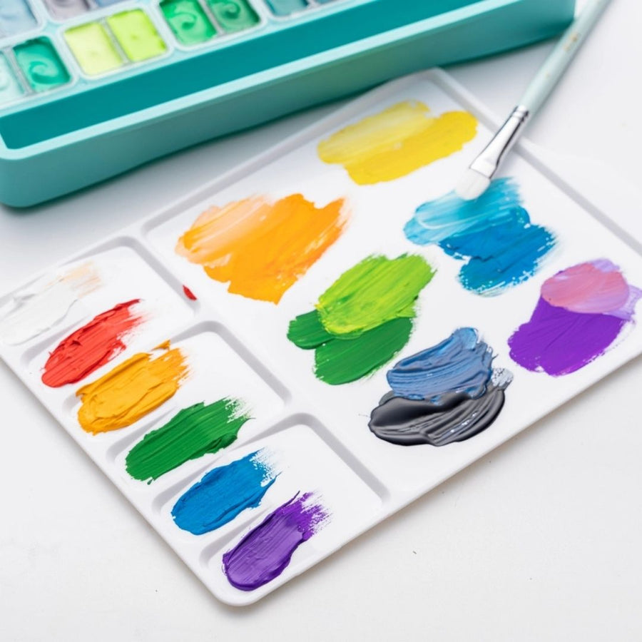 Himi Twin Cup Gouache 48 Basic Colours Paints Set - Green - Himi