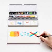 Himi Watercolour Set 24 Half - Pans in a Metal Case - Himi