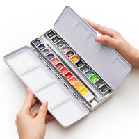 Himi Watercolour Set 24 Half - Pans in a Metal Case - Himi
