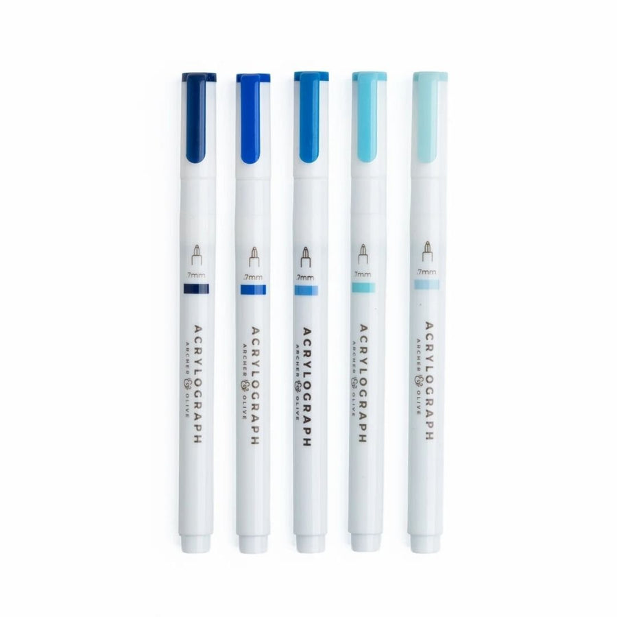 Indigo Hues Acrylograph Pens - Set of 5 - Archer & Olive