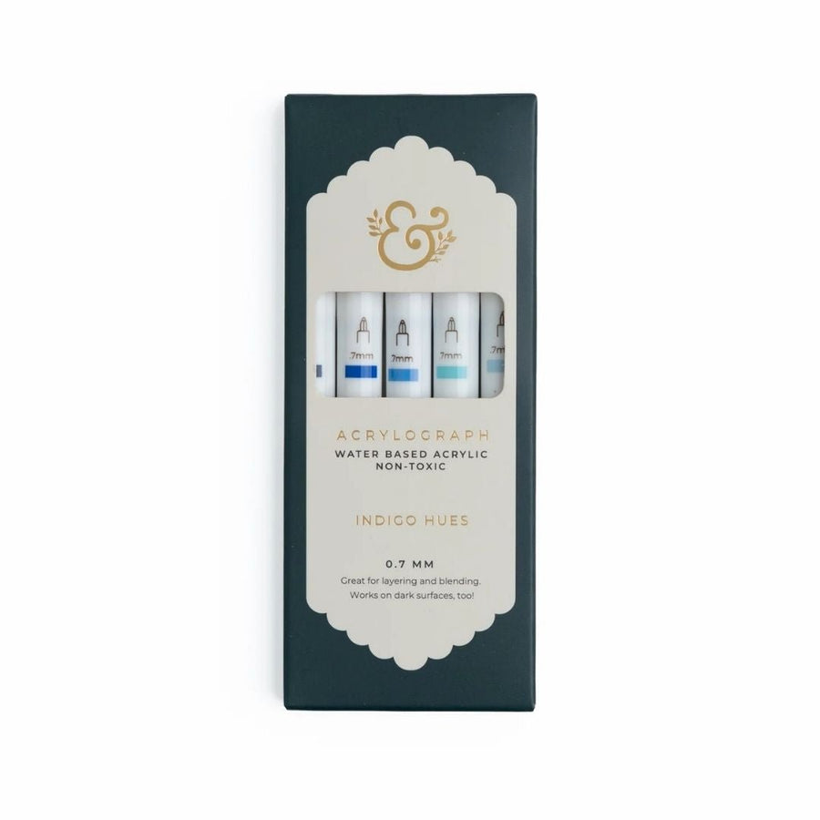 Indigo Hues Acrylograph Pens - Set of 5 - Archer & Olive