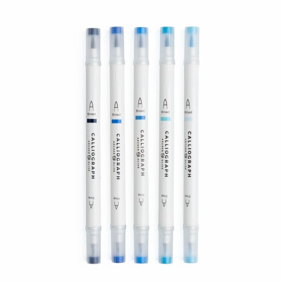 Indigo Hues Calliograph Pens - Set of 5 - Archer & Olive