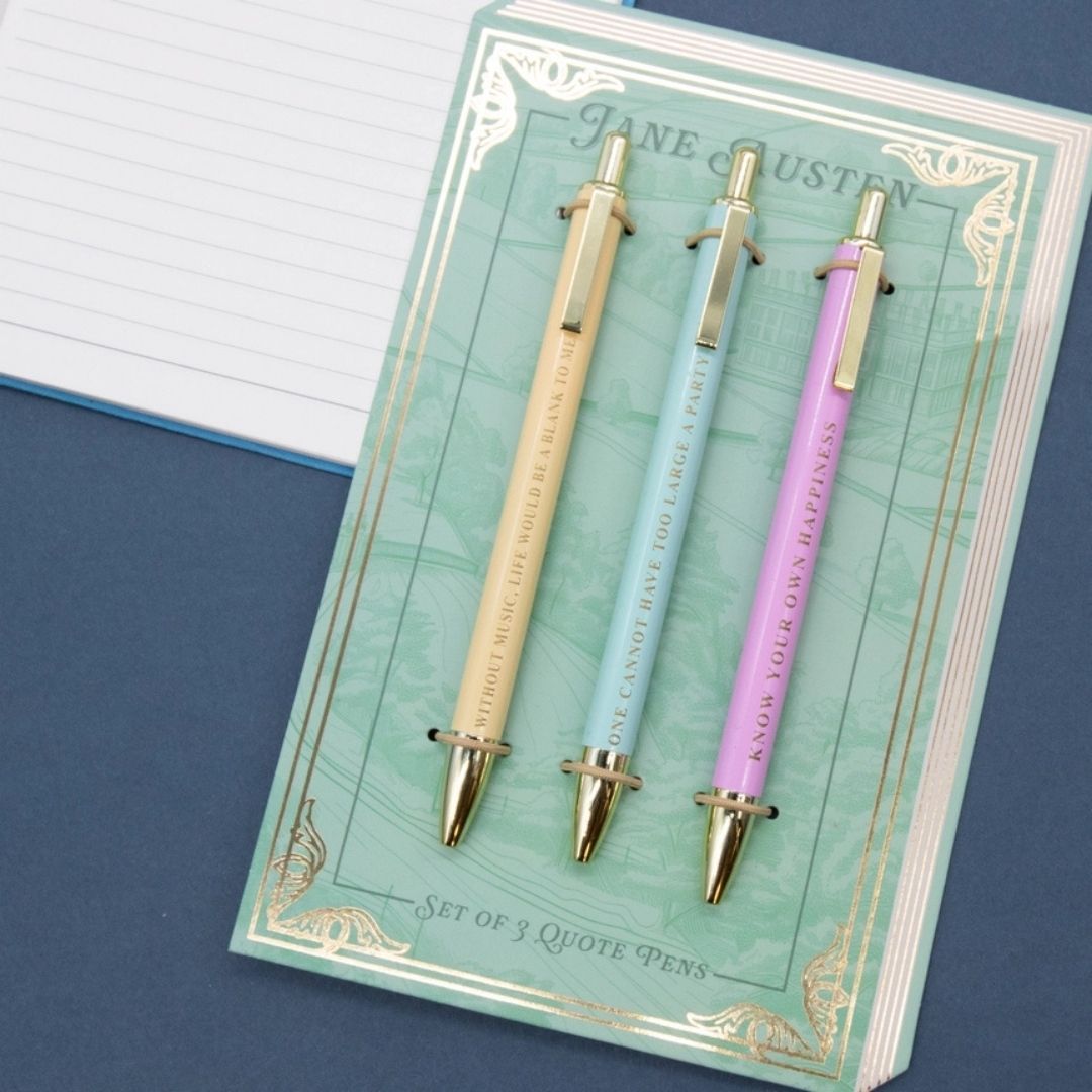 Jane Austen Set of 3 Metal Ballpoint Pens - Portico Designs