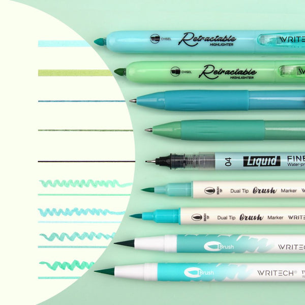 Journal Pen Set - Create Your Planner Aesthetic-Pens-Writech-Blue/Green