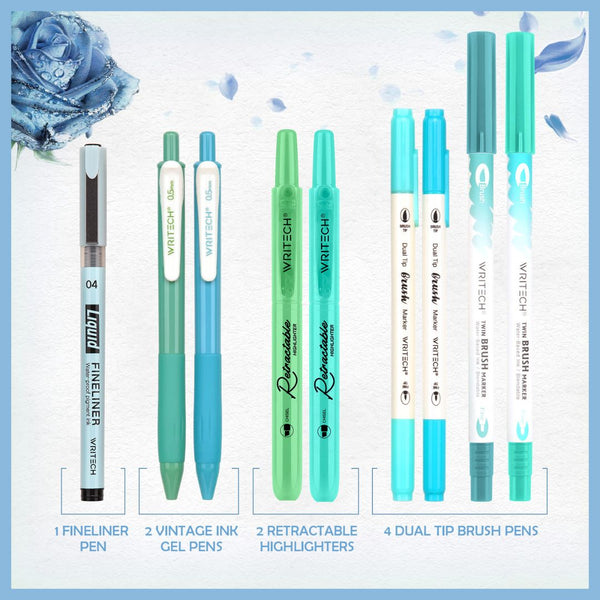Journal Pen Set - Create Your Planner Aesthetic-Pens-Writech-Blue/Green