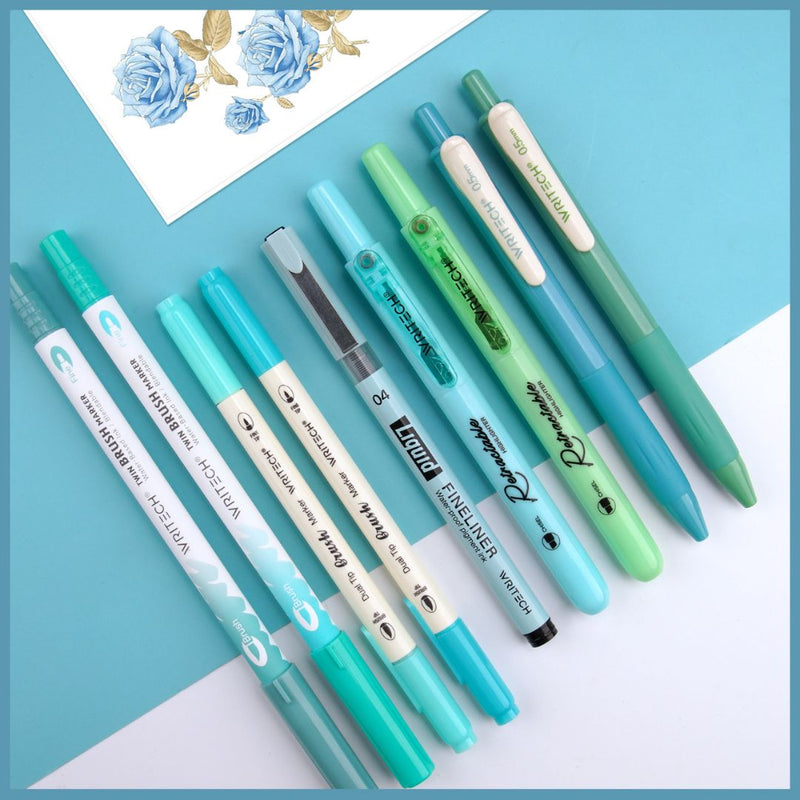 Journal Pen Set - Create Your Planner Aesthetic-Pens-Writech-Blue/Green