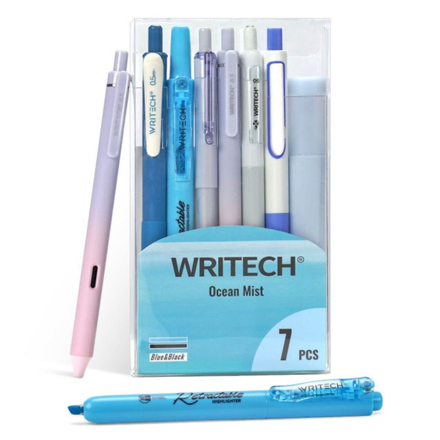 Journal Pen Set Blues 7pcs - Writech - Under the Rowan Trees