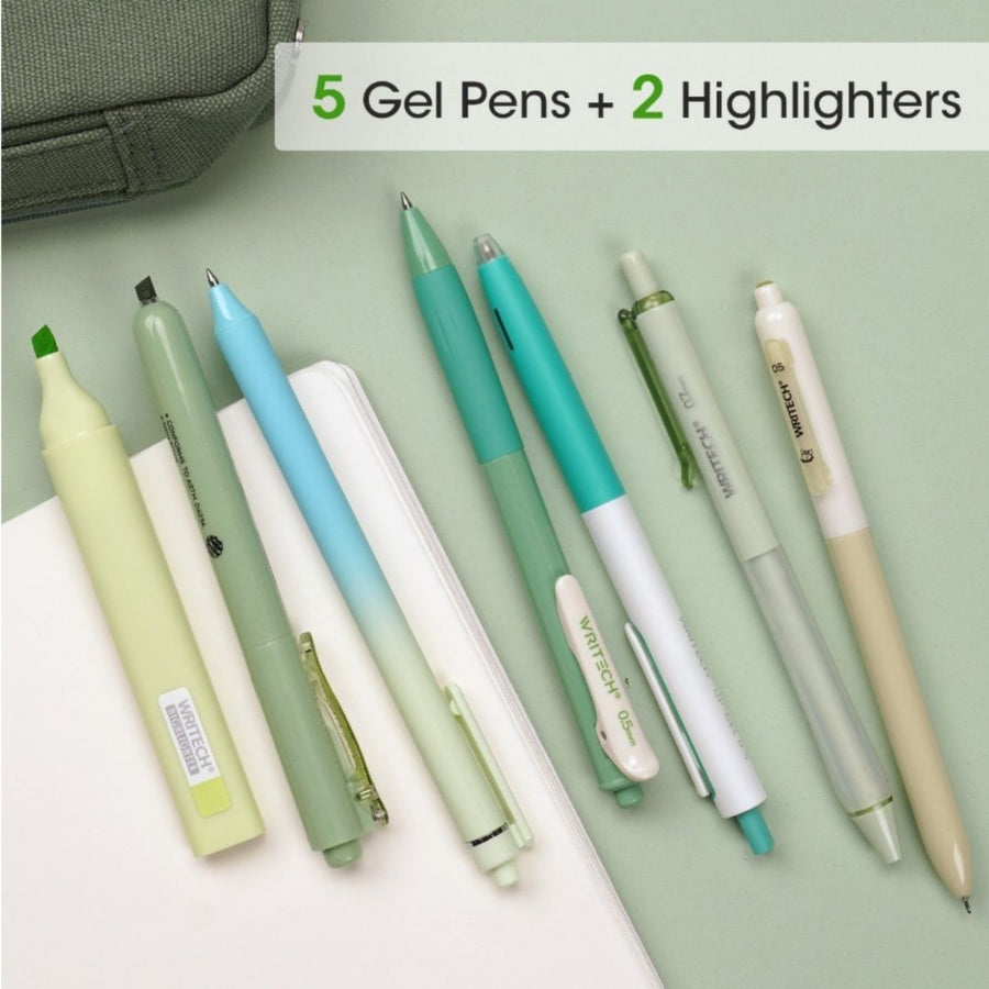 Journal Pen Set Greens 7pcs-Pens-Writech-
