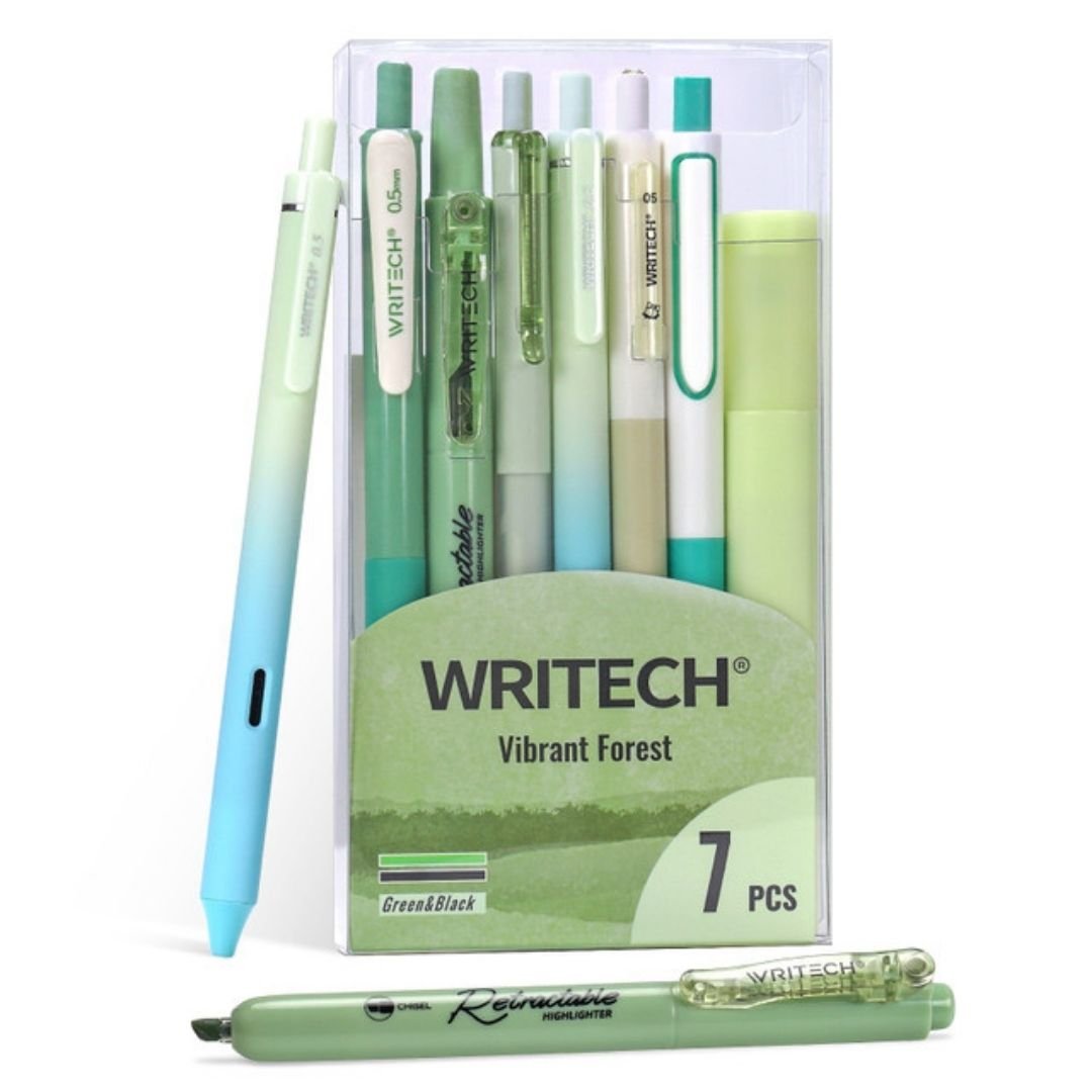 Journal Pen Set Greens 7pcs - Writech - Under the Rowan Trees