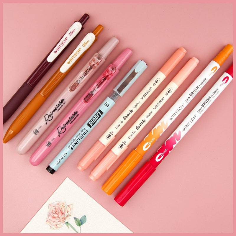 Journal Pen Set - Create Your Planner Aesthetic-Pens-Writech-Red/Pink
