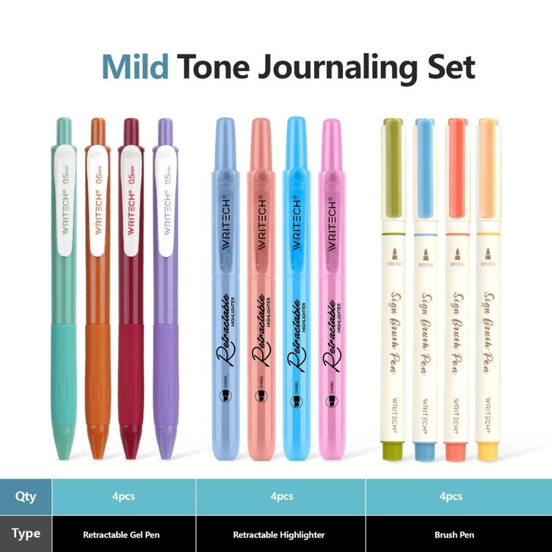 Journaling Pen Set 12 pcs Mild Colours-Pens-Writech-