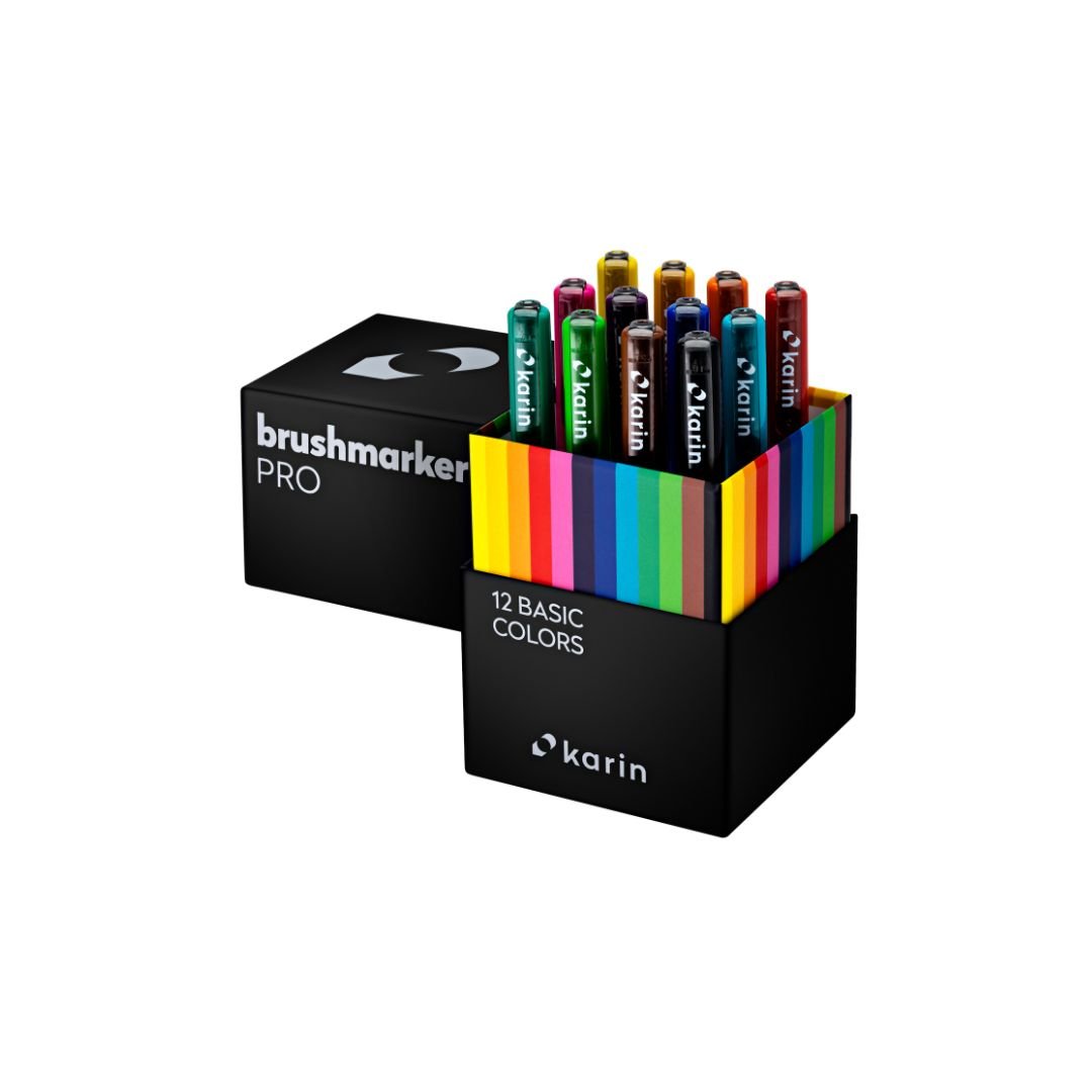 Karin Brushmarker Pro 12 Basic Colours - Karin
