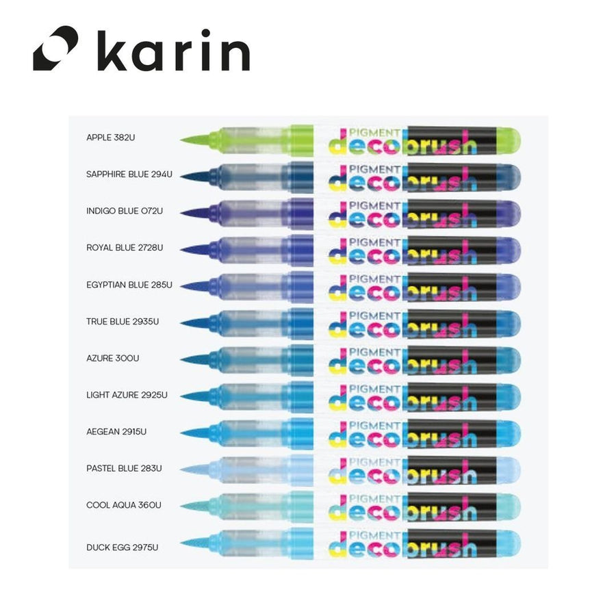 Karin Pigment Decobrush Opaque Brush Markers - Blues - Under the Rowan Trees