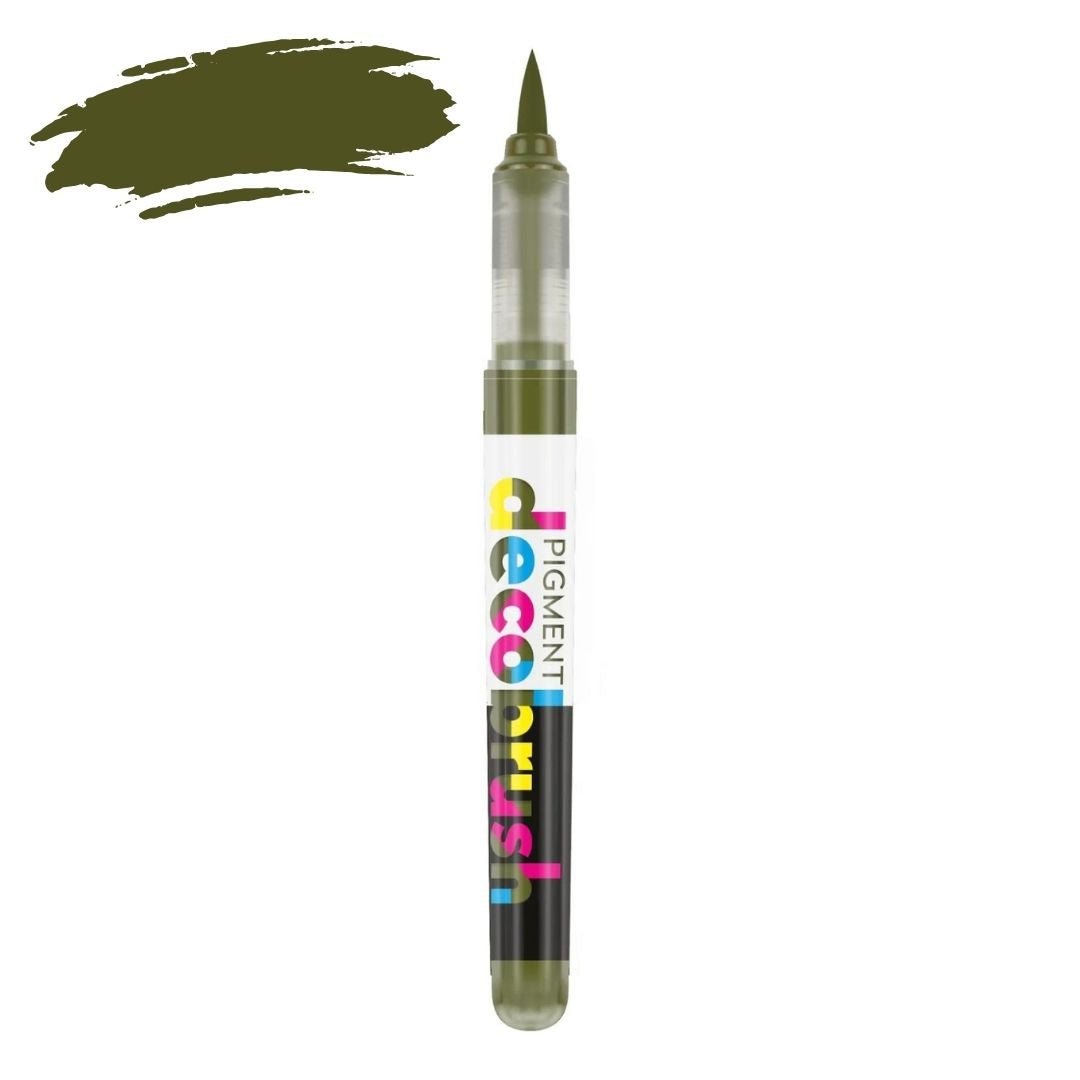Karin Pigment Decobrush Green & Blue Brush Markers - Olive Green - Under the Rowan Trees