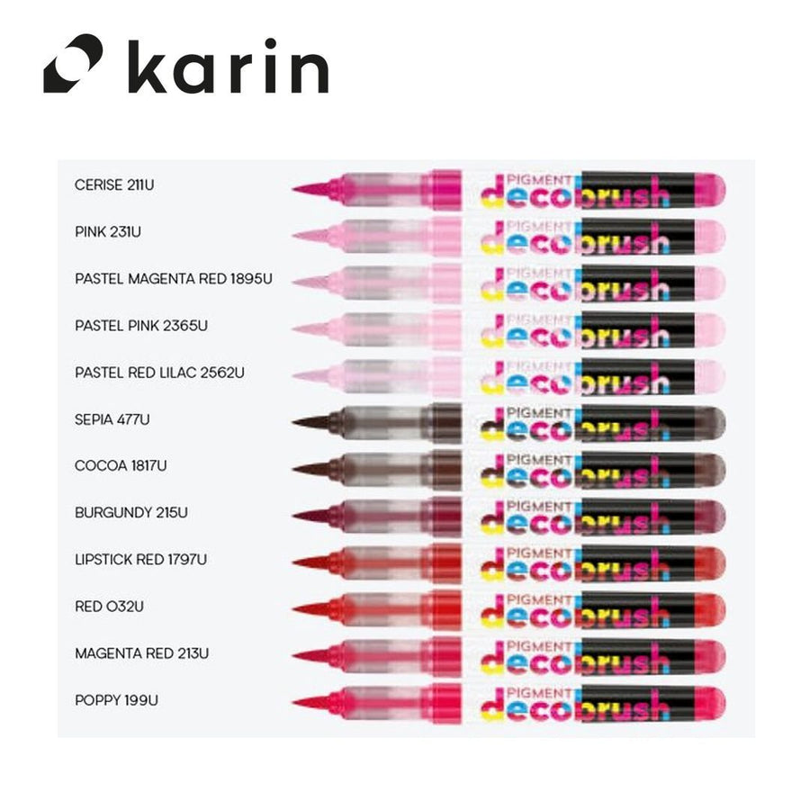 Karin Pigment Decobrush Opaque Brush Markers - Pinks and Reds - Under the Rowan Trees
