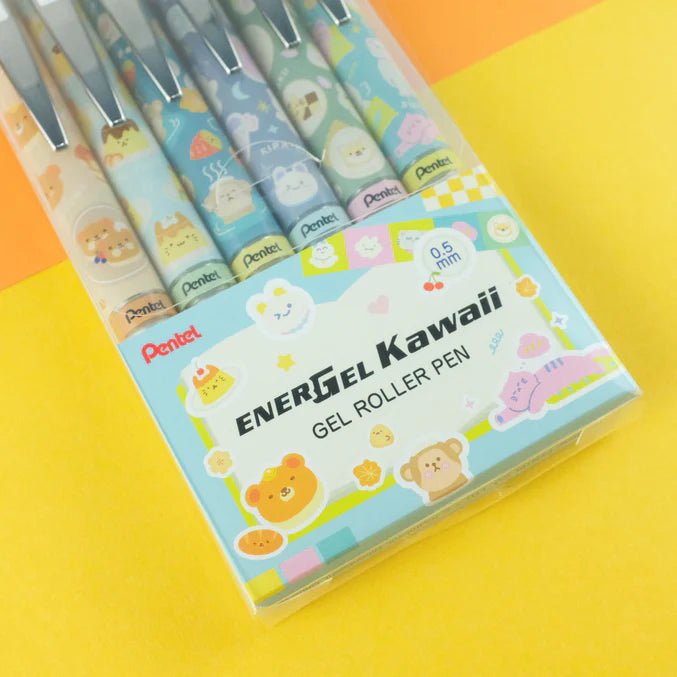 Kawaii Edition Energel Set of 6 0.5mm Japanese Onomatopoeia - Pentel