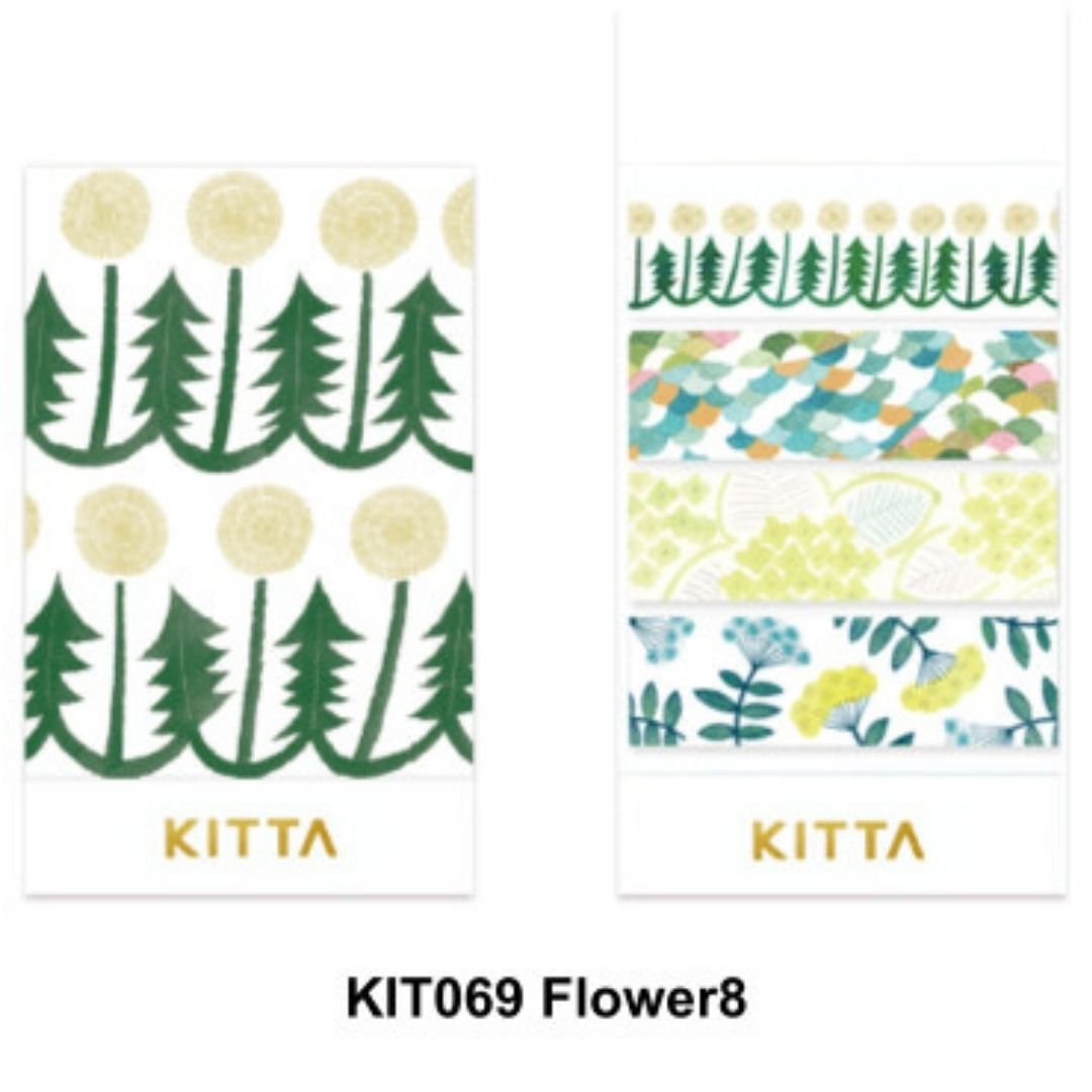 KITTA Basic Flower 8 Washi Paper Strips - King Jim