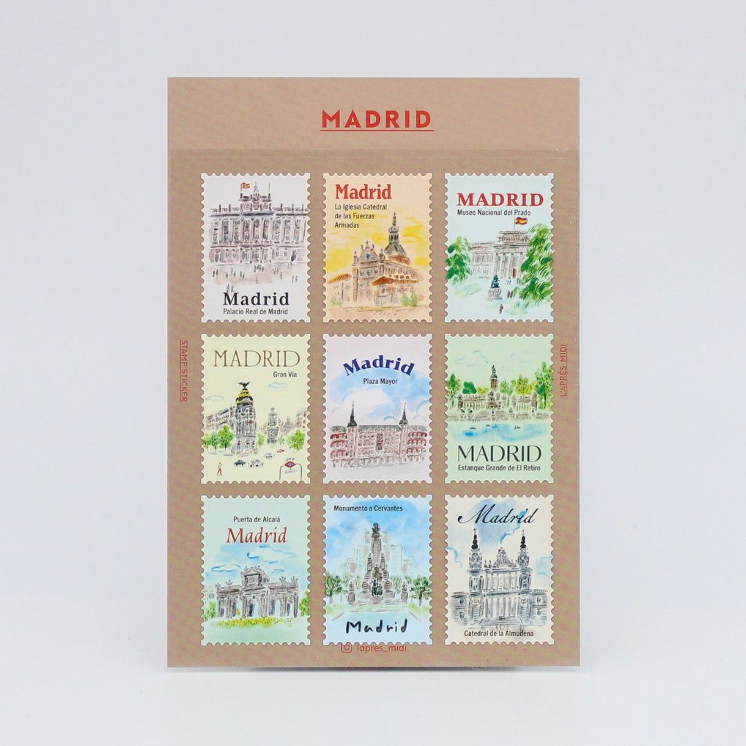 L'Après-Midi Postage Stamp Stickers - Madrid - L'Après-Midi