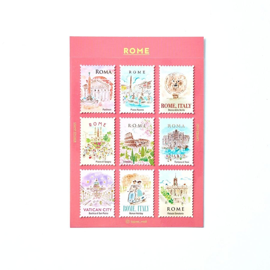 L'Après-Midi Postage Stamp Stickers - Rome - L'Après-Midi