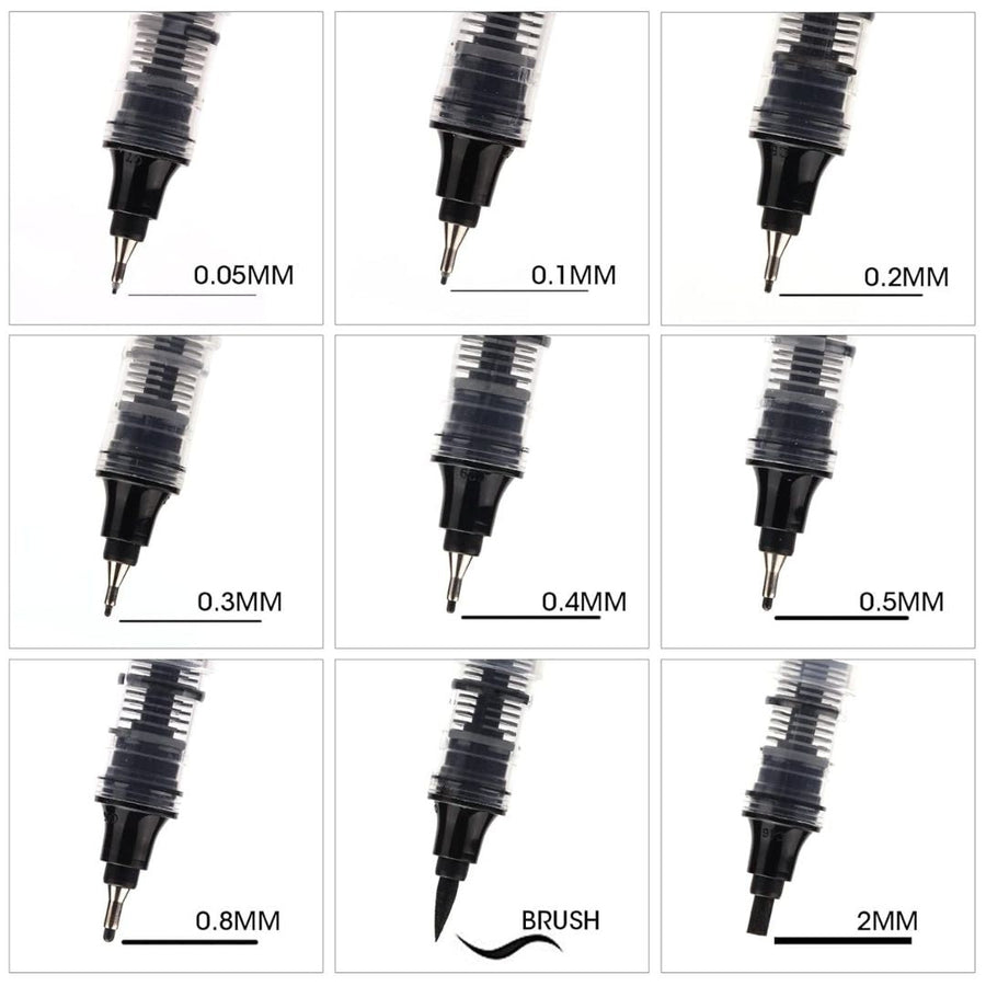 Liquid Fineliner Pens - Black - Writech - Set of 6 - Writech