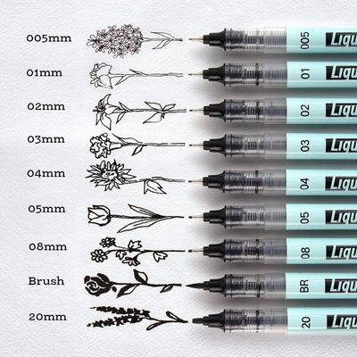 Liquid Fineliner Pens - Black - Writech - Set of 6 - Writech