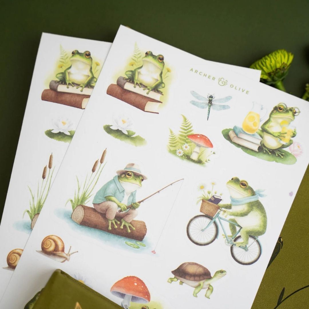 Literary Frog Sticker Set - Archer & Olive