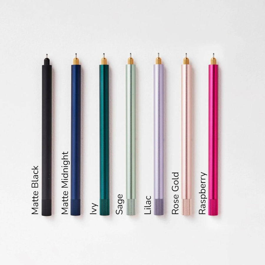 Lumos Refillable Multi-Tip Pen - Tom's Studio Single Tip - Matte Black, Midnight, Ivy, Sage, Lilac, Rose Gold and Raspberry