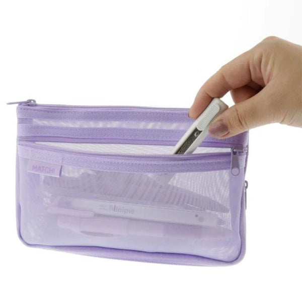 Match Mesh Pencil Case - Sun-Star-Pencil Cases-Sun-Star-Lavender