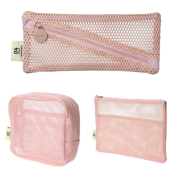 Mesh Pencil Case-Pencil Cases-Mark's Inc.-Light Pink