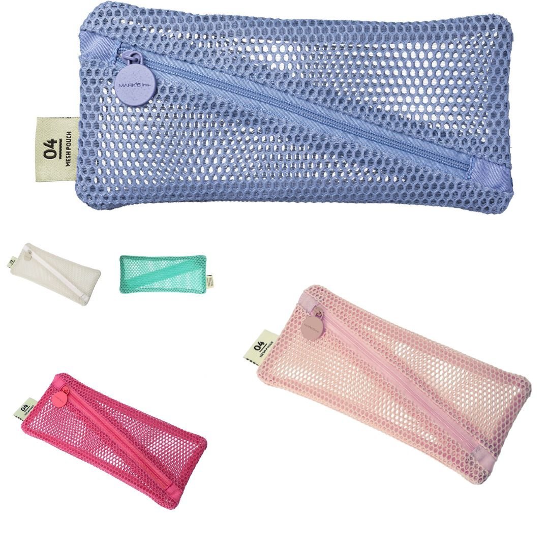 Mesh Pencil Case-Pencil Cases-Mark's Inc.-Light Pink