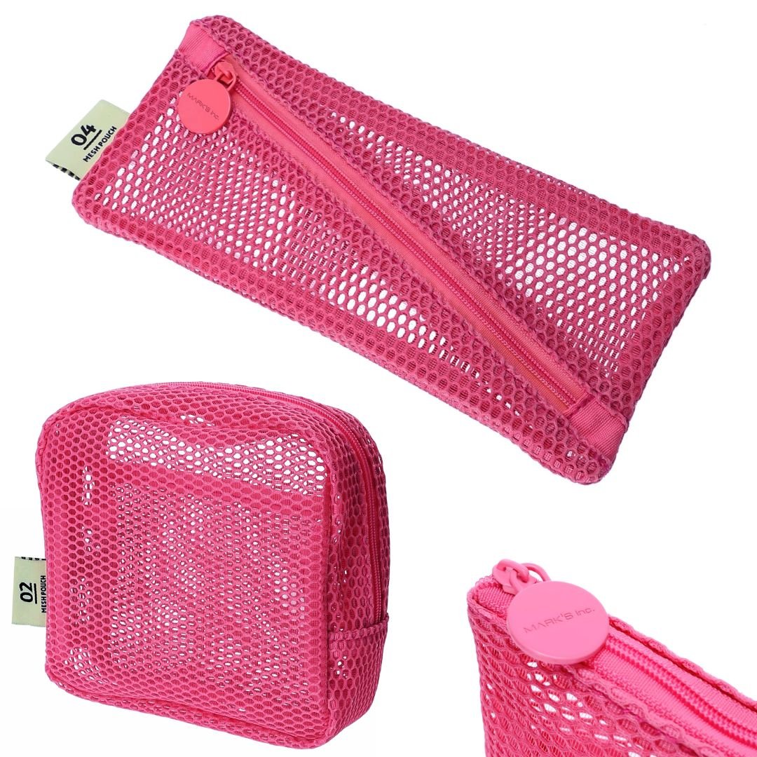 Mesh Pencil Case Pink - Mark's Inc. - Under the Rowan Trees