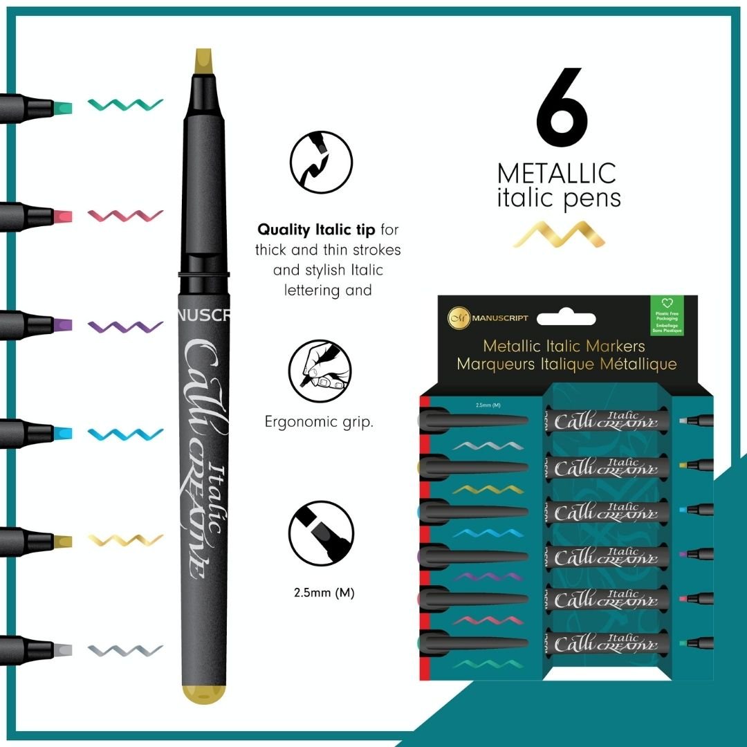 Metallic Italic Markers Pack of 6 - Callicreative - Manuscript