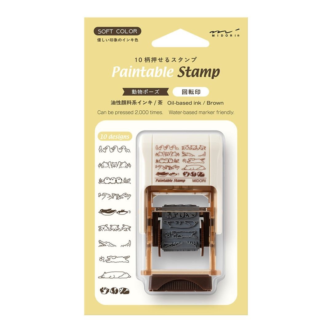 Midori Paintable Rotating Stamp Soft Colour - Animal Poses - Midori