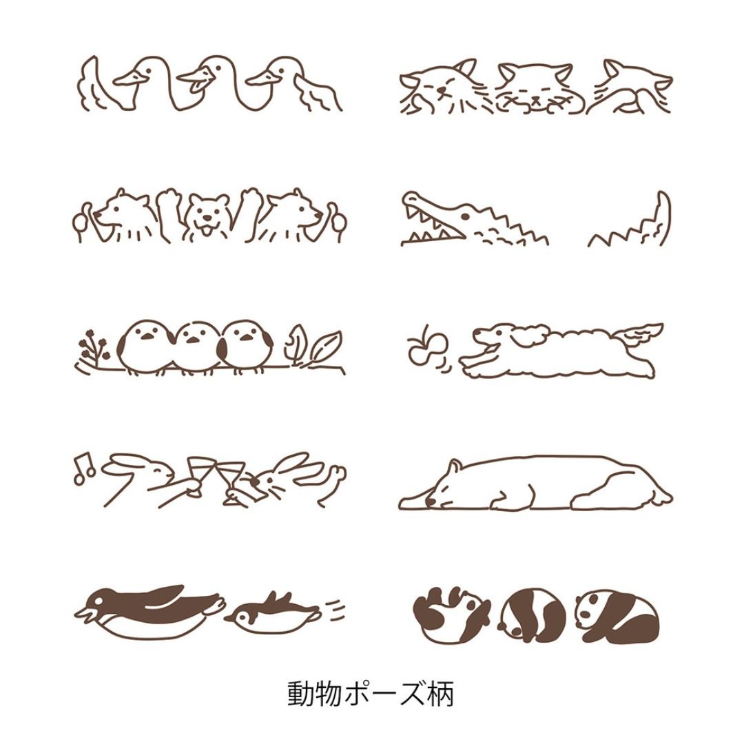 Midori Paintable Rotating Stamp Soft Colour - Animal Poses - Midori