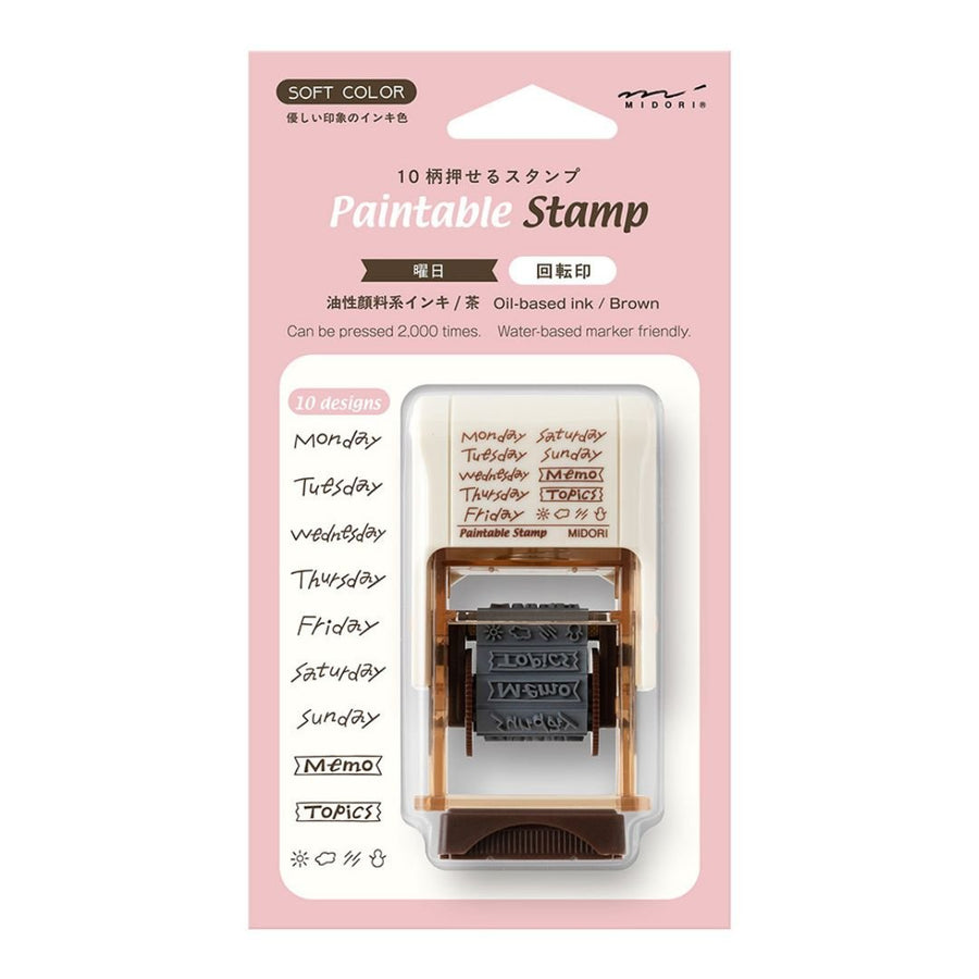 Midori Paintable Rotating Stamp Soft Colour - Days of the Week - Midori