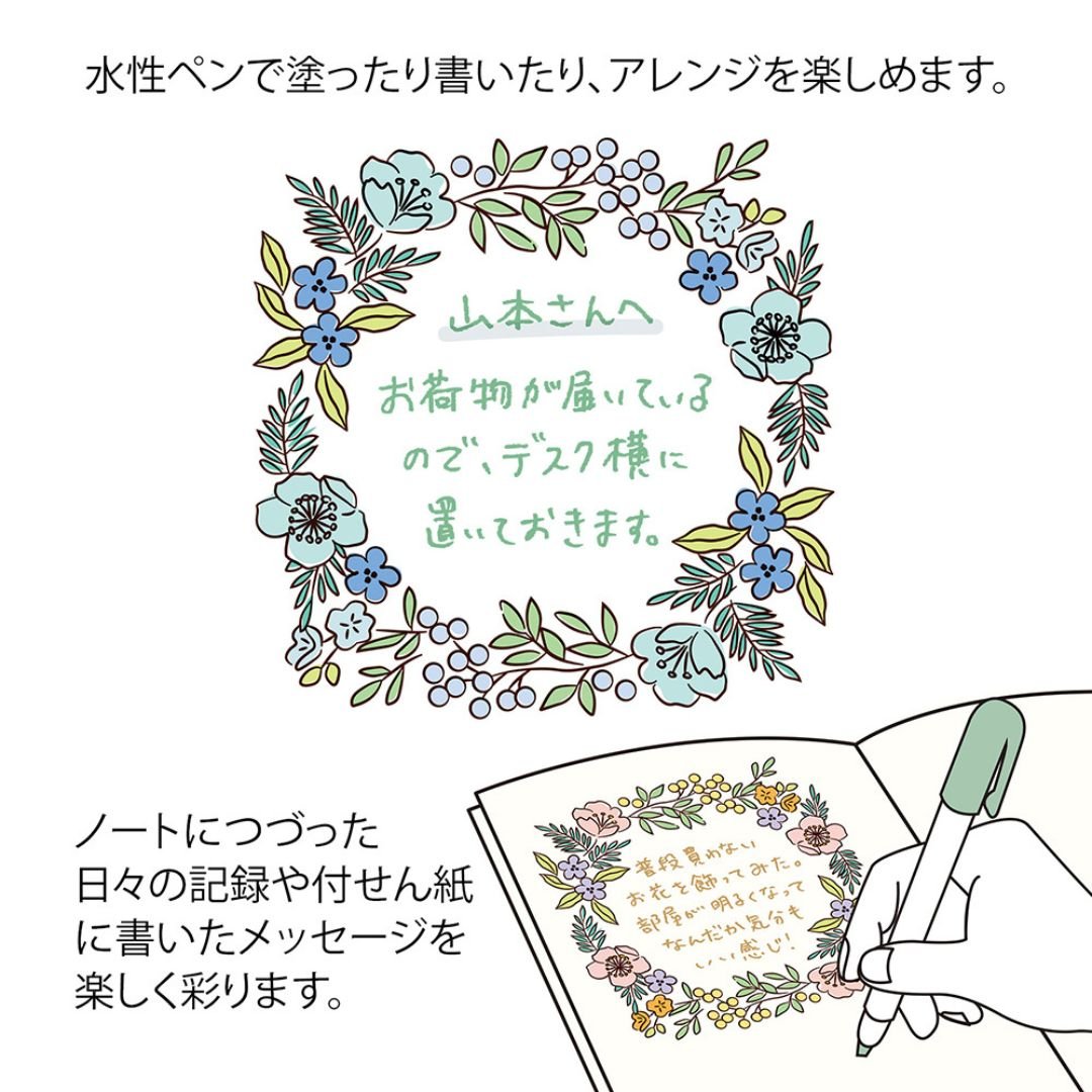 Midori Paintable Stamp Pre-Inked Soft Colour - Floral Decoration - Midori