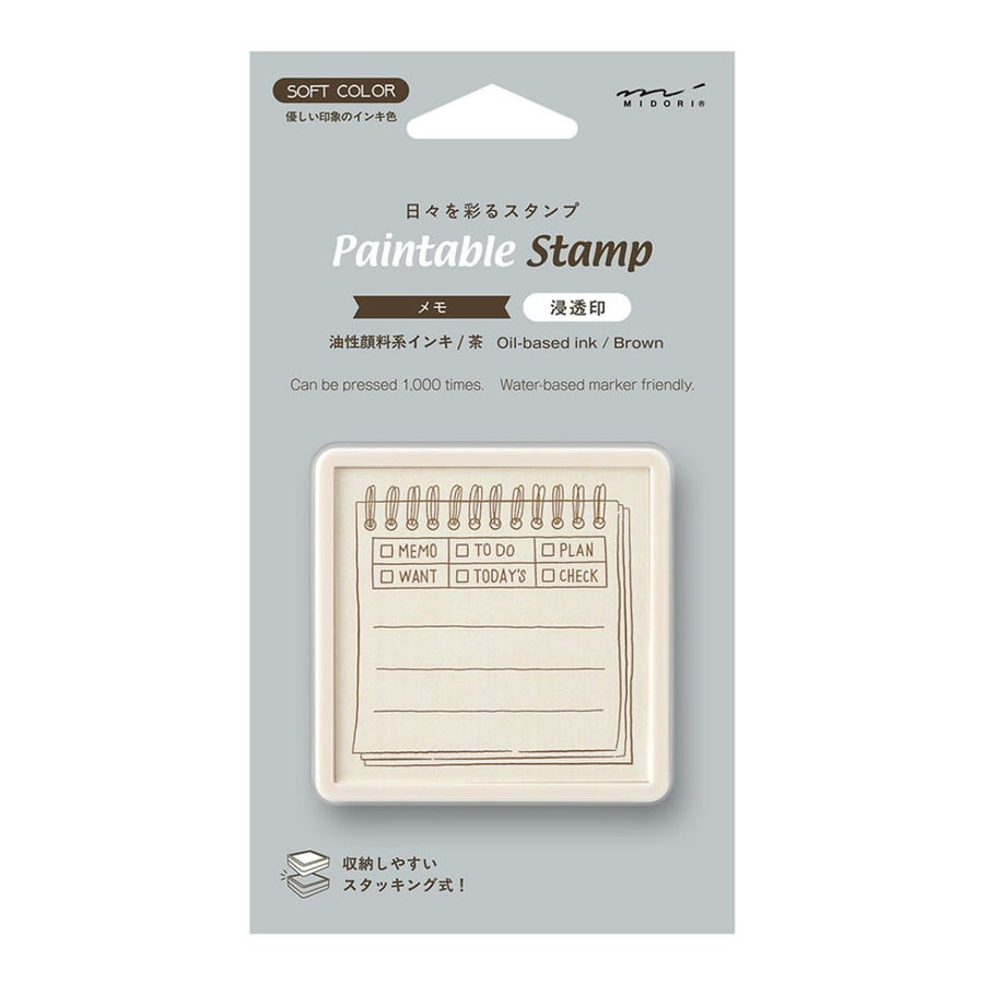 Midori Paintable Stamp Pre-Inked Soft Colour - Memo - Midori
