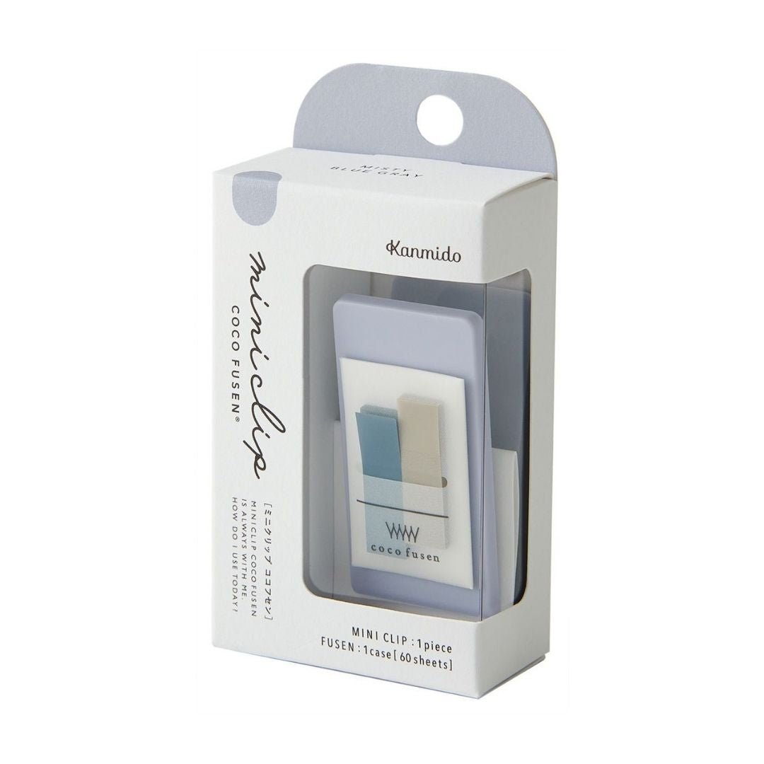 Mini Clip Sticky Notes Coco Fusen - Grey Blue - Kanmido