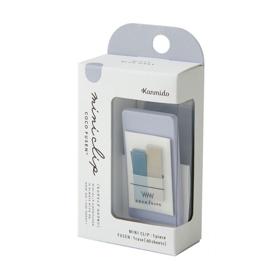 Mini Clip Sticky Notes Coco Fusen - Grey Blue - Kanmido