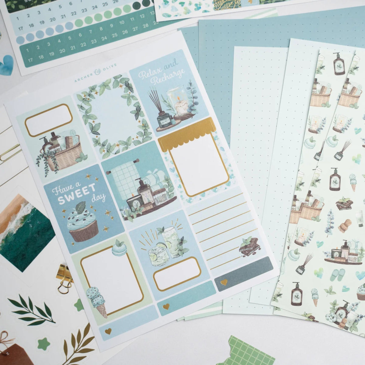 Minty Fresh Monthly Planner Kit Archer & Olive - Archer & Olive