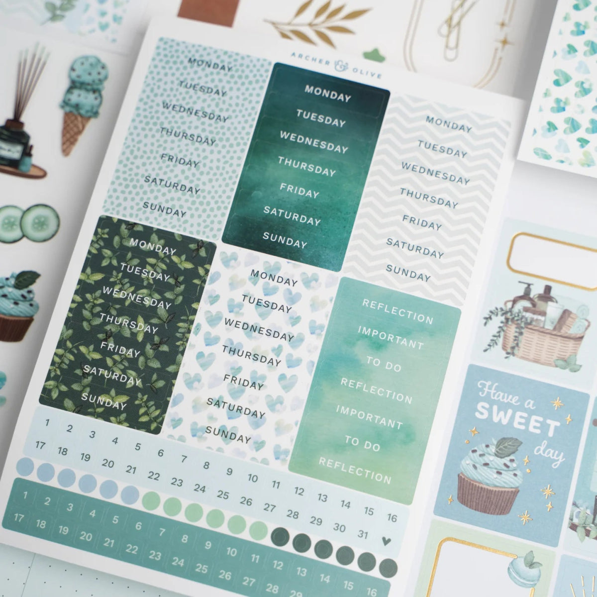 Minty Fresh Monthly Planner Kit Archer & Olive - Archer & Olive