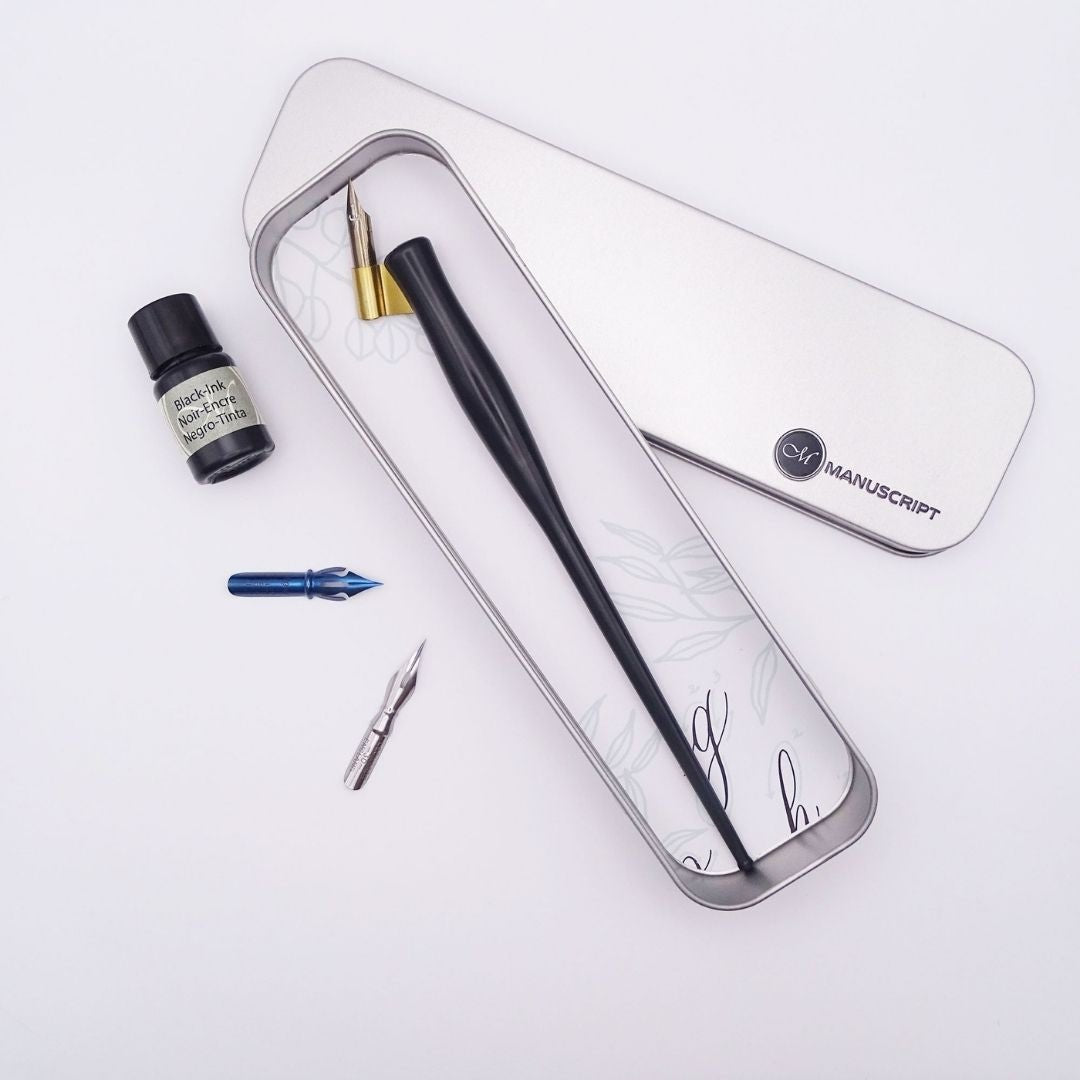 Modern Calligraphy Oblique Dip Pen Gift Set Black - Manuscript