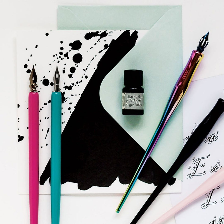 Modern Calligraphy Oblique Dip Pen Gift Set Black - Manuscript