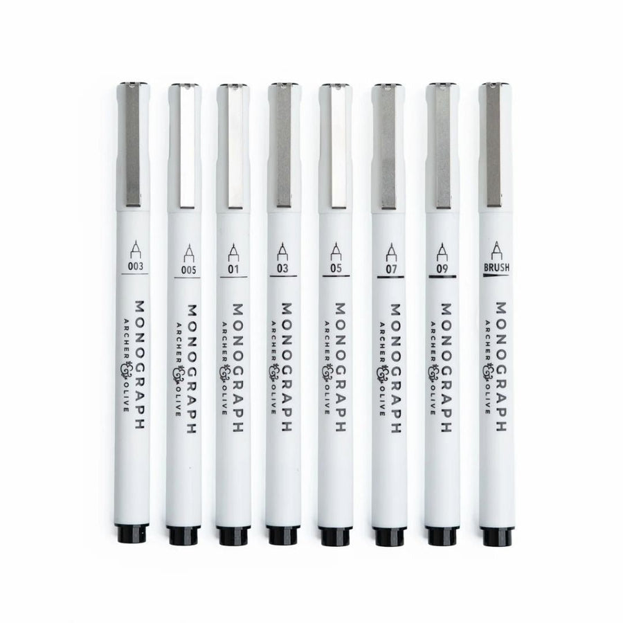 Monograph Black Fineliners Set of 8 - Archer & Olive