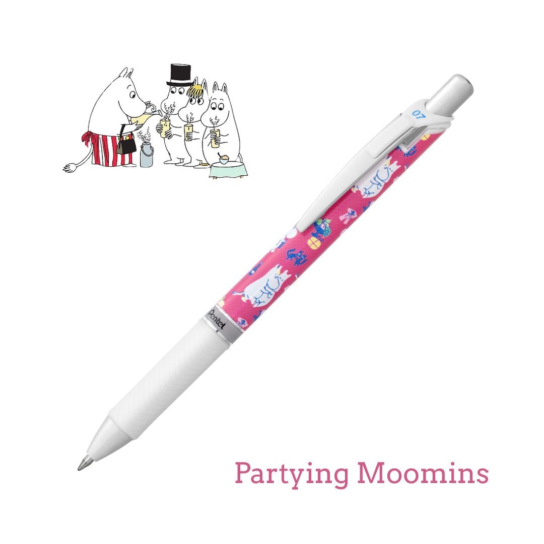 Moomin Pentel Energel 0.7mm Gel Pens - Partying Moomins - Pentel