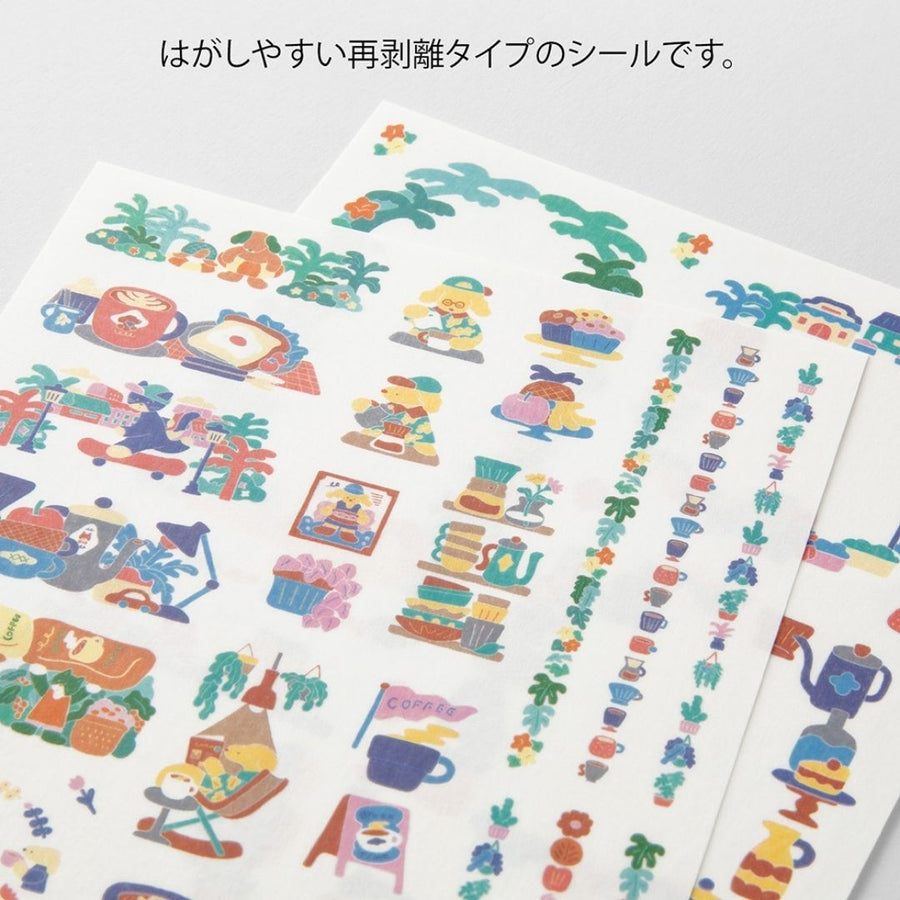 NEW Yuru Log Sticker Sheets x2 - Coffee Shop - Midori